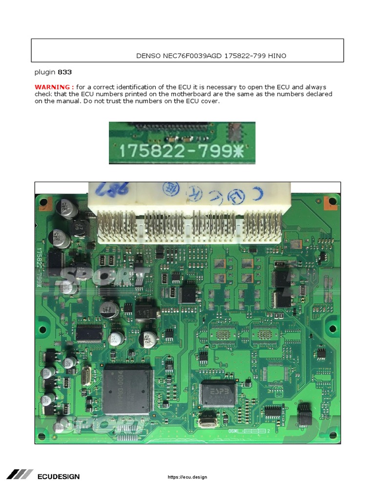 Rein工房 Hino Denso ECU 175822-799 Pinout Guide | PDF