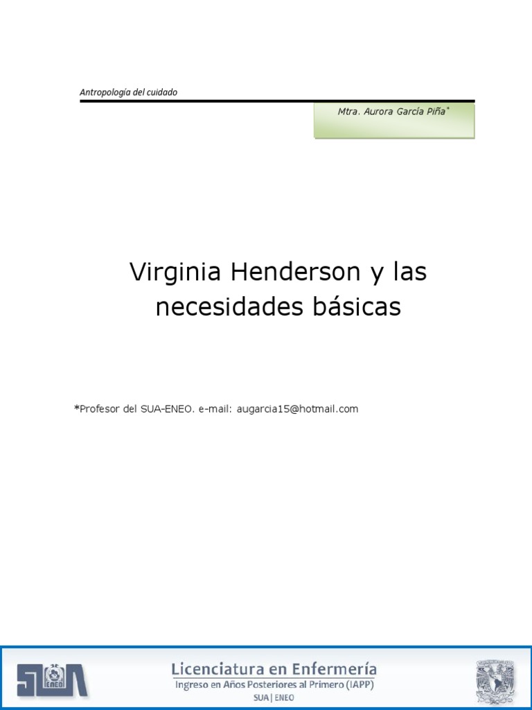 Virginia Henderson y Las Necesidades Básicas