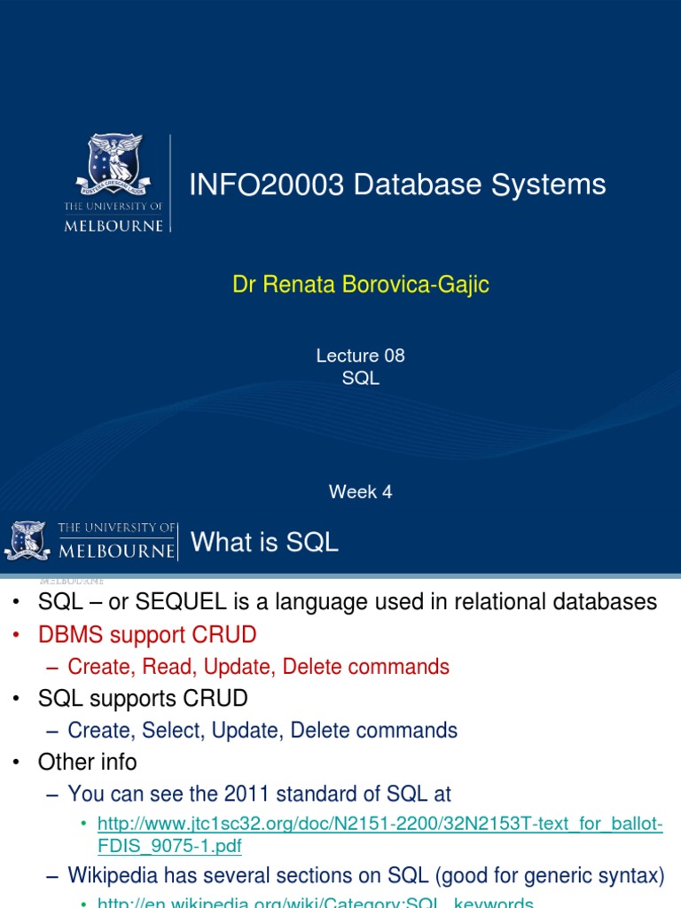L08 SQL | PDF | Databases | Sql