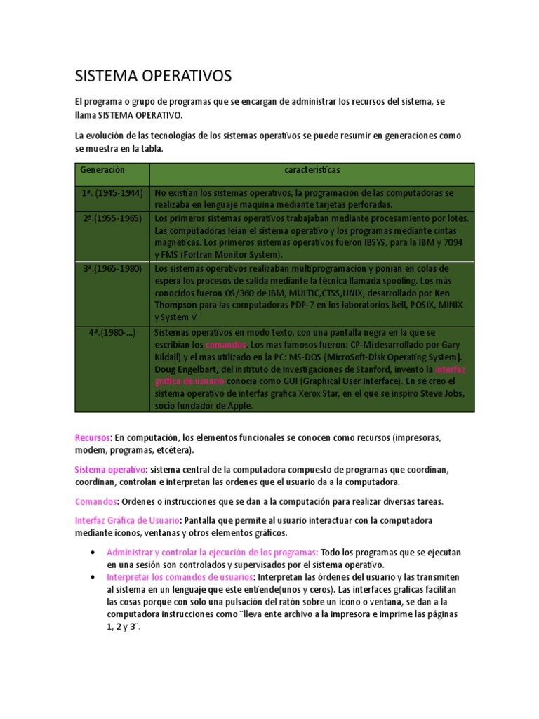Sistema Operativos1 PDF Interfaces gráficas de usuario Sistema