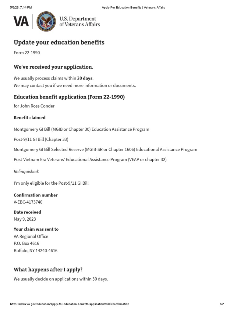 Apply For Education Benefits Veterans Affairs PDF