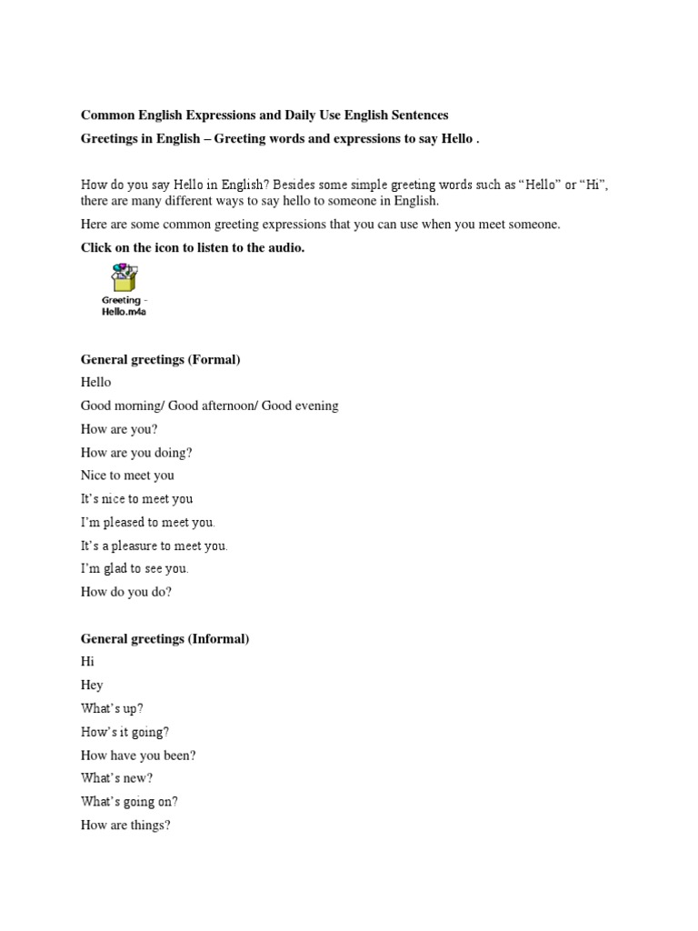 Common English Expressions-Helllo | PDF | Language Arts & Discipline ...