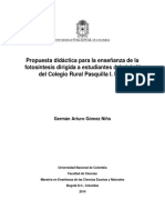 Propuesta Didáctica para La Enseñanza de La Fotosíntesis Dirigida A Estudiantes Del Ciclo V Del Colegio Rural Pasquilla I. E. D