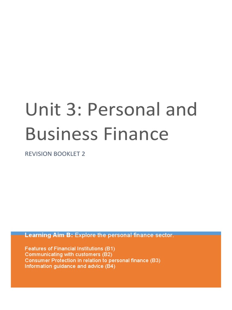 Unit 3 Revision Learning Aim B | PDF | Banks | Credit