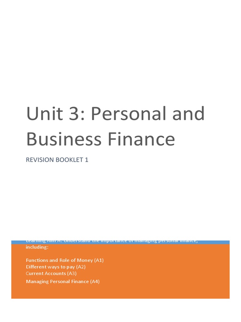 Unit 3 Personal and Business Finance Revision | PDF | Payments | Debit Card