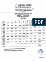 V. St. Joseph'S School: Annual Examination 2022-2023 Internal Assessment Timetable