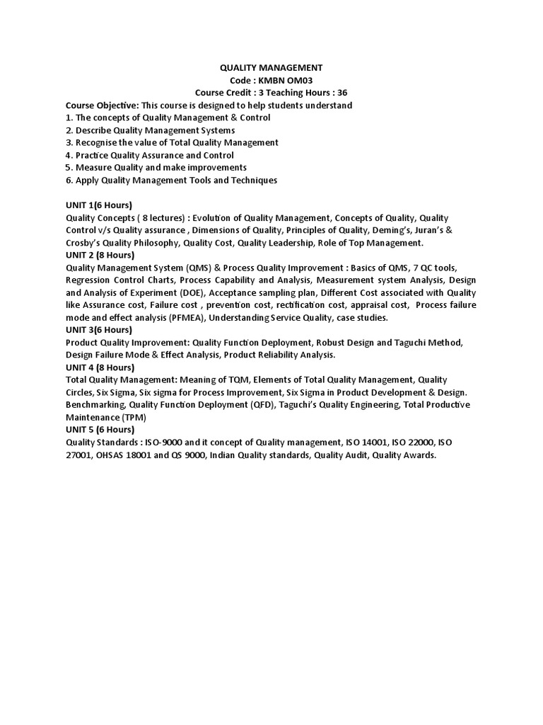 Comprehensive Quality Management Guide | PDF | Quality (Business ...
