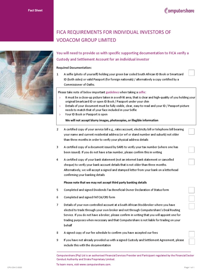 Fica Requirements For Individual Investors - Vodacom | PDF | Banks ...