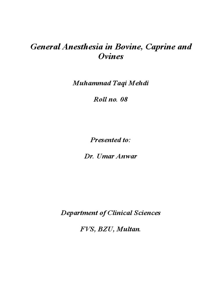 General Anesthesia Pdf Anesthesia Pharmacology