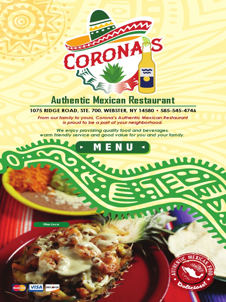 16411 Coronas Webster 8 5x14 Menus | PDF | Burrito | Taco