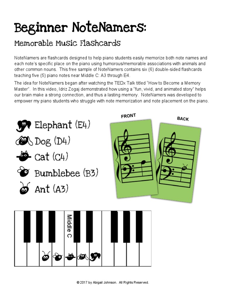 Beginner Piano Note Flashcards | PDF | Language Arts & Discipline ...