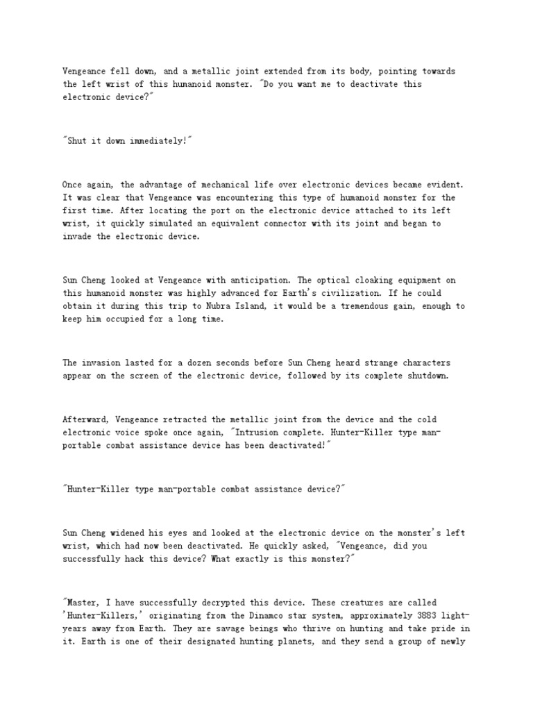 Encounter with Hunter-Killer Aliens | PDF | Young Adult
