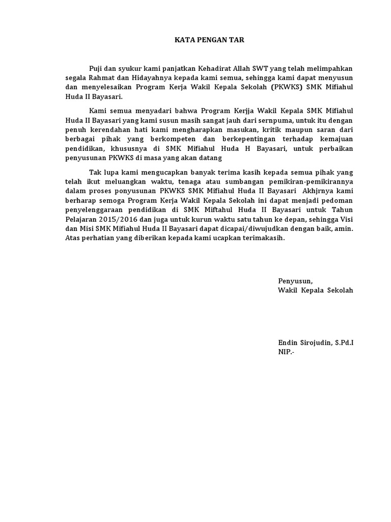 PROGRAM KERJA WAKIL KEPALA SEKOAH | PDF