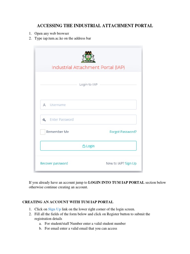 Accessing TUM Industrial Attachment Portal | PDF | Career & Growth