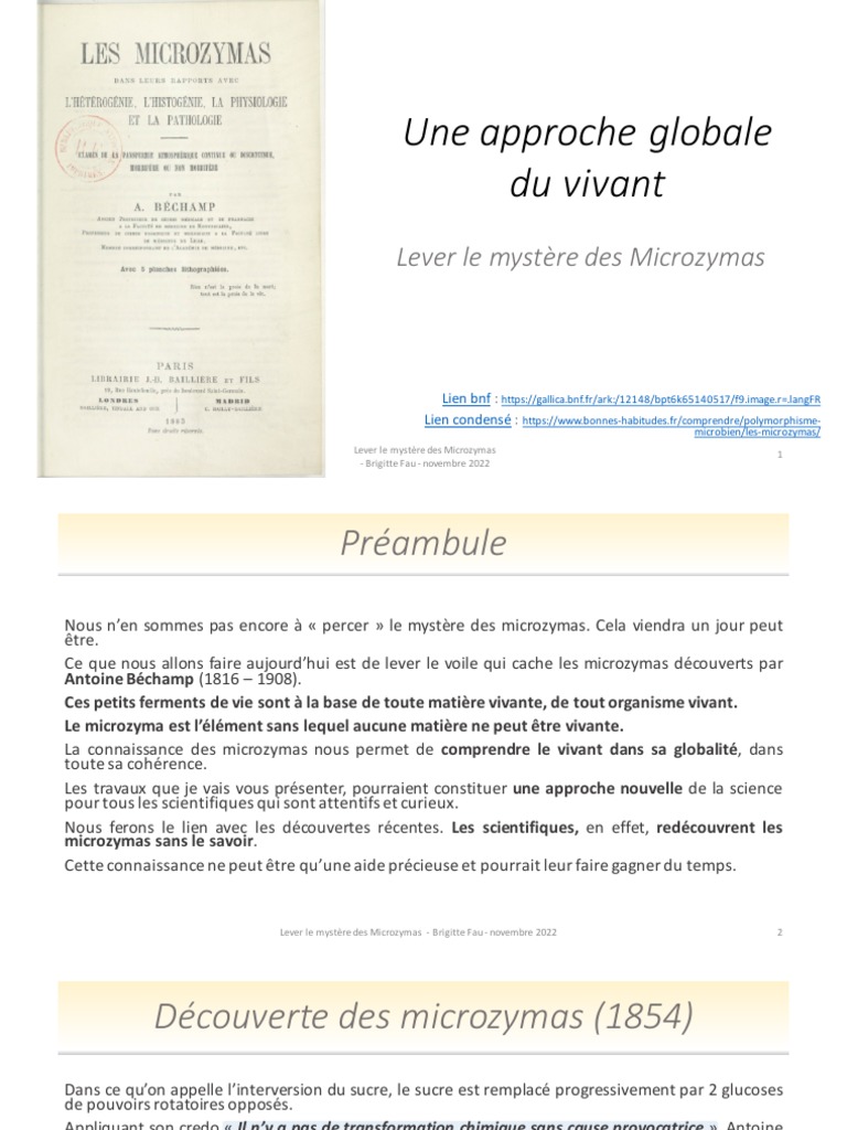 Mystères des Microzymas dévoilés | PDF | Philosophie