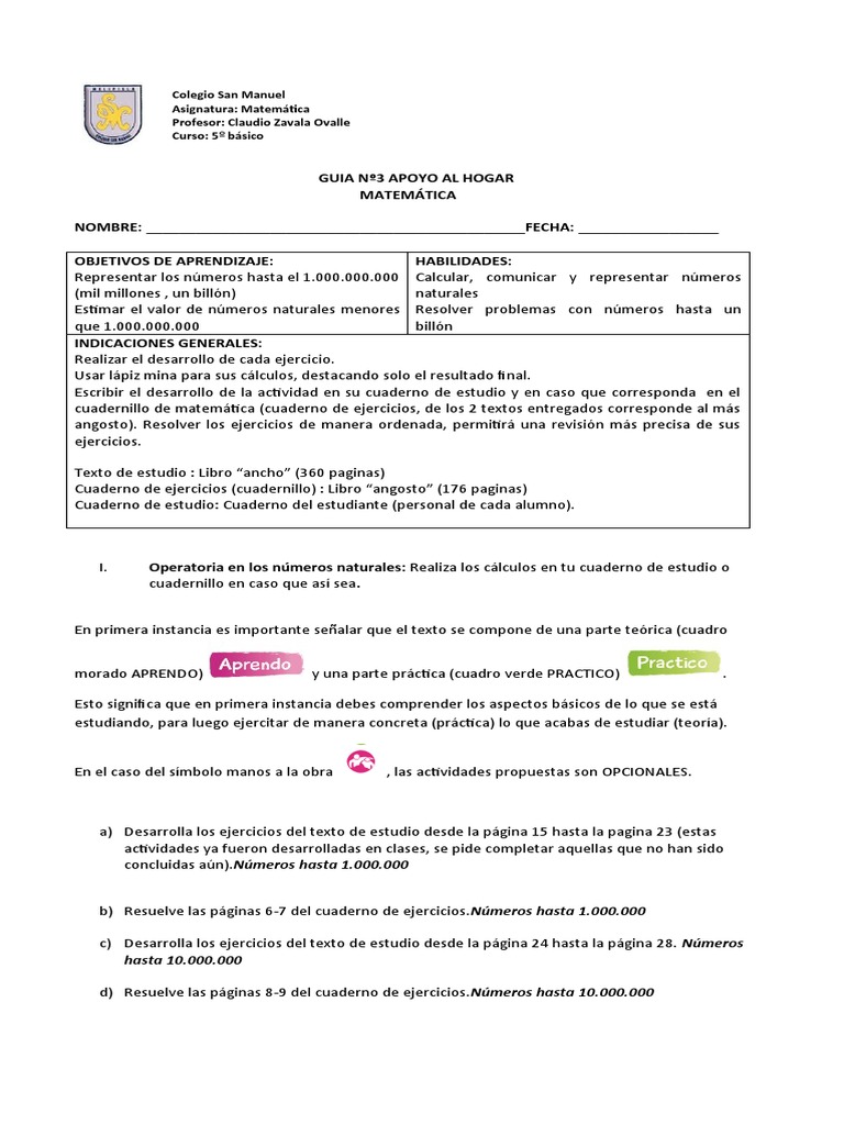 Guia n 3 matematica 5 basico pdf matem ticas ciencia cognitiva