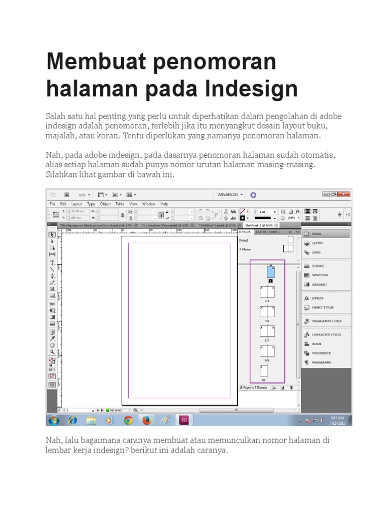 Tutorial Penomoran Halaman Indesign | PDF | Karier & Perkembangan ...