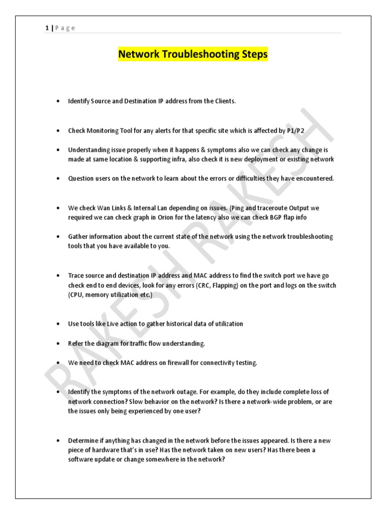 Network Troubleshooting Steps | PDF | Computer Network | Ip Address