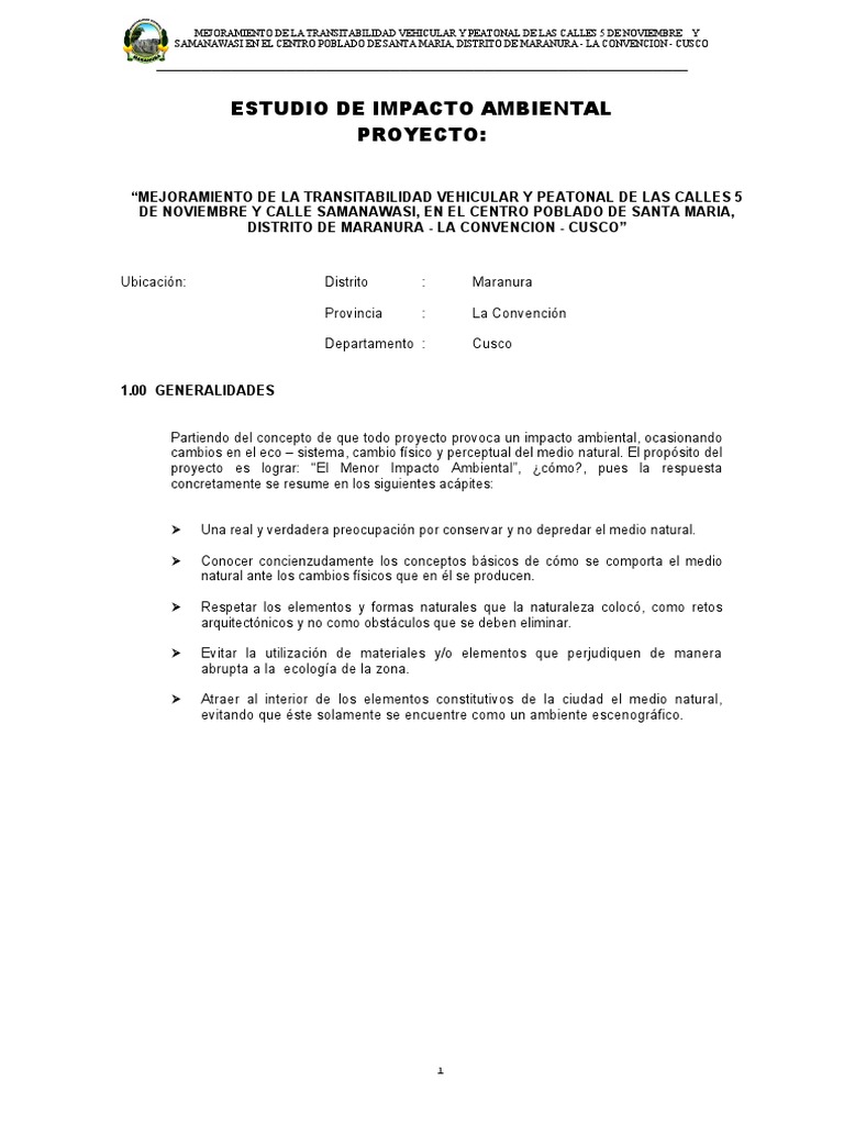 Estudio de Impacto Ambiental - Santa Maria | PDF | Residuos | Entorno ...
