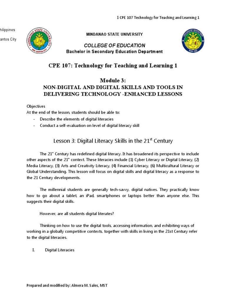 M3 Lesson 3 Digital Literacy Skills In The 21st Century Download