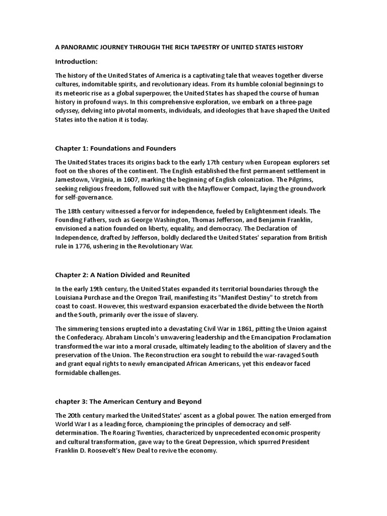 A Panoramic Journey through the Rich Tapestry of United States History