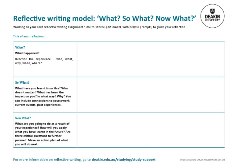 Reflective Writing Guide: What? So What? Now What? | PDF