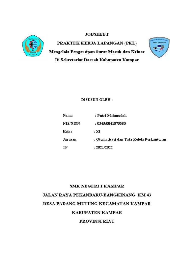 Cover Jobsheet PKL Sekretariat Daerah | PDF