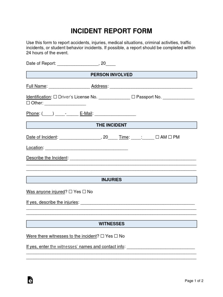 Incident Report Template PDF