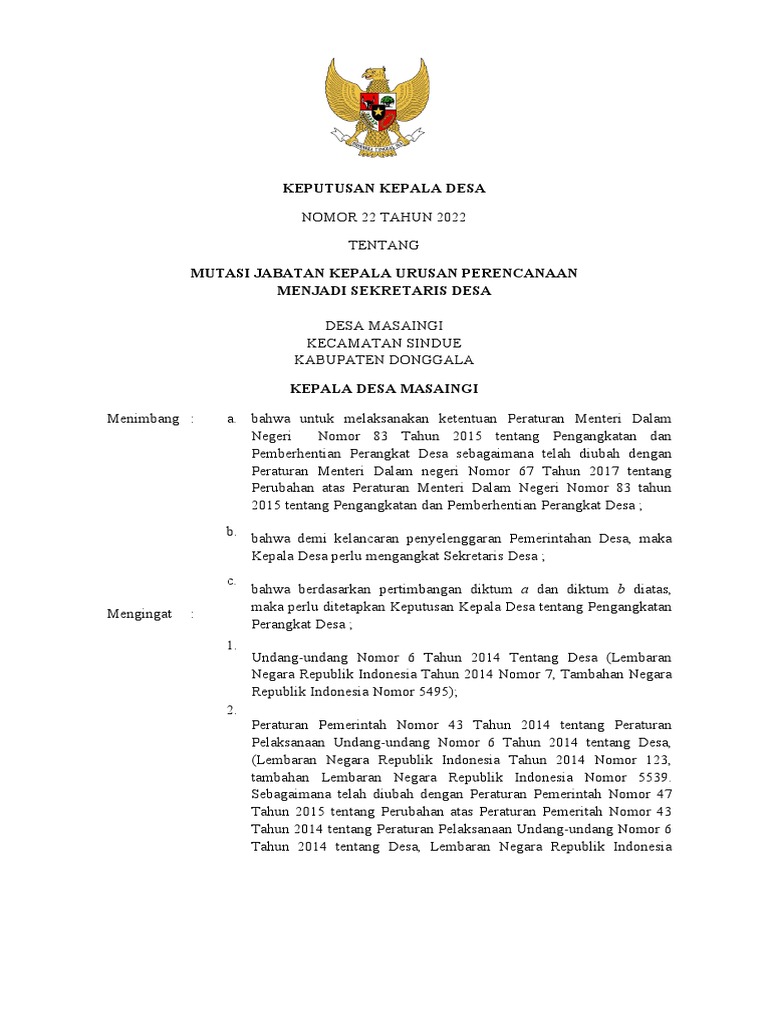 Sk Perangkat Desa Staff Pdf
