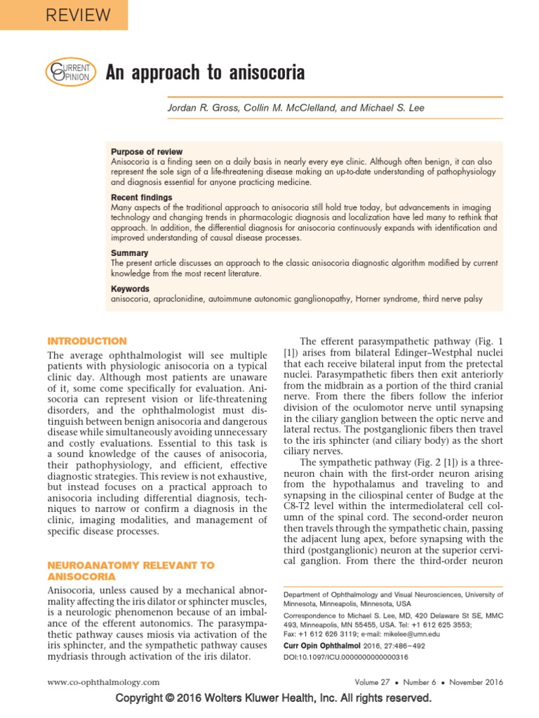 An Approach To Anisocoria.4 PDF Headache Clinical Medicine