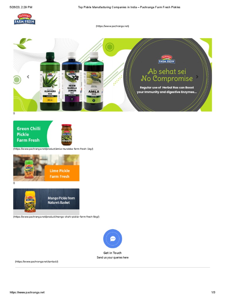 Top Pickle Manufacturing Companies in India Pachranga Farm Fresh