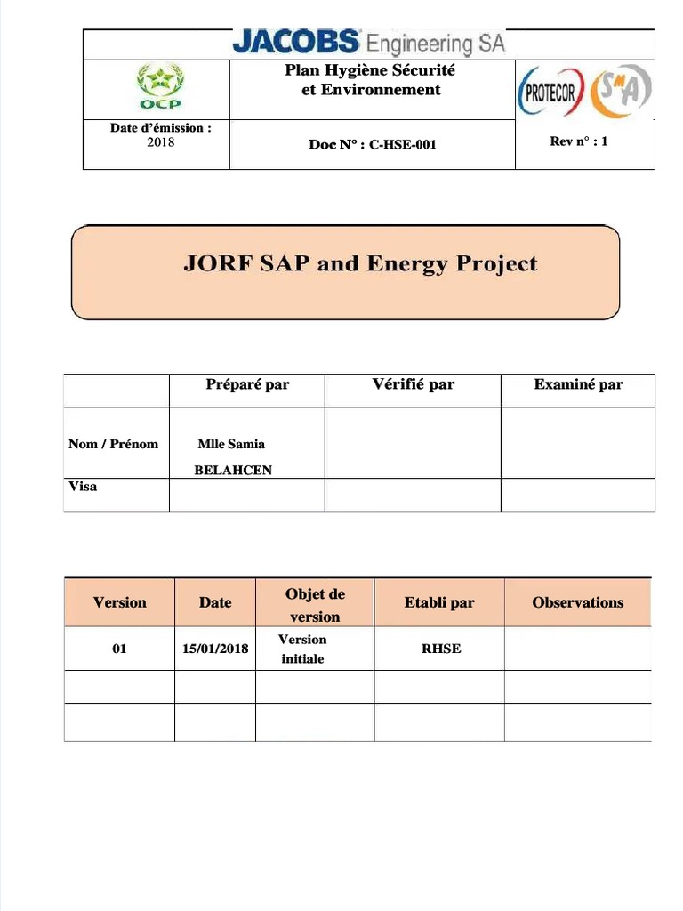 Schéma Organisationnel Du Plan De Respect De L 39 Environnement PDF Plan Hse Protecor Sma PDF - Compress | PDF | Sécurité