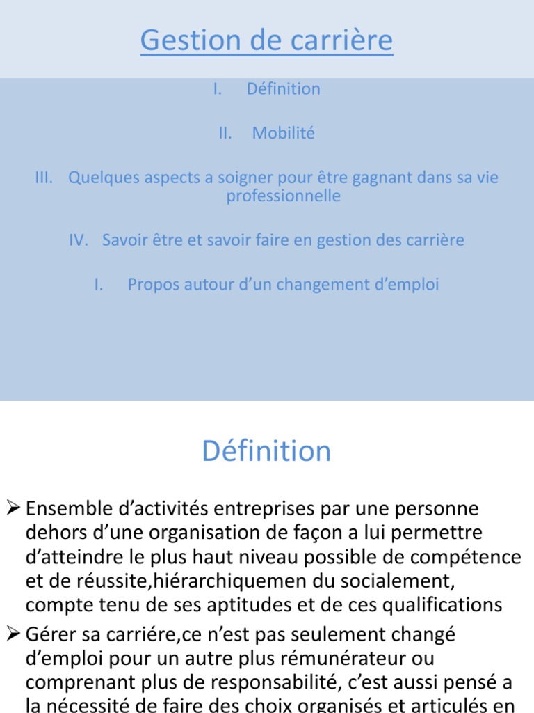 Gestion de carrière