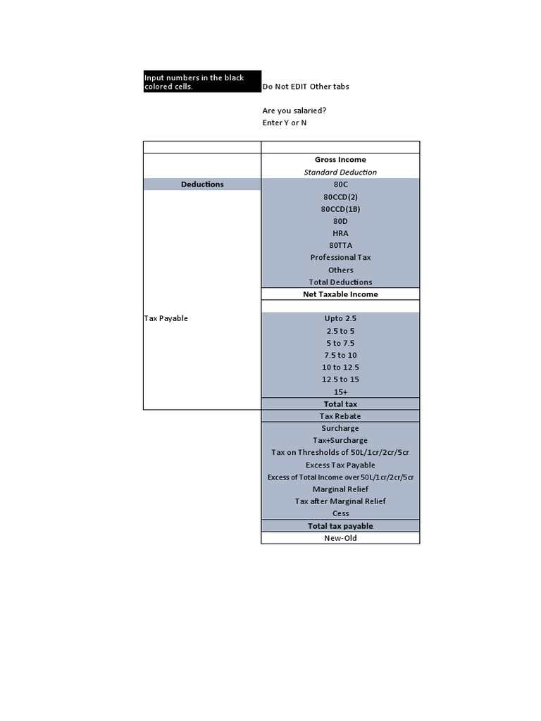 Income Tax Calculation Sheet 2023 | PDF | Tax Deduction | Gross Income