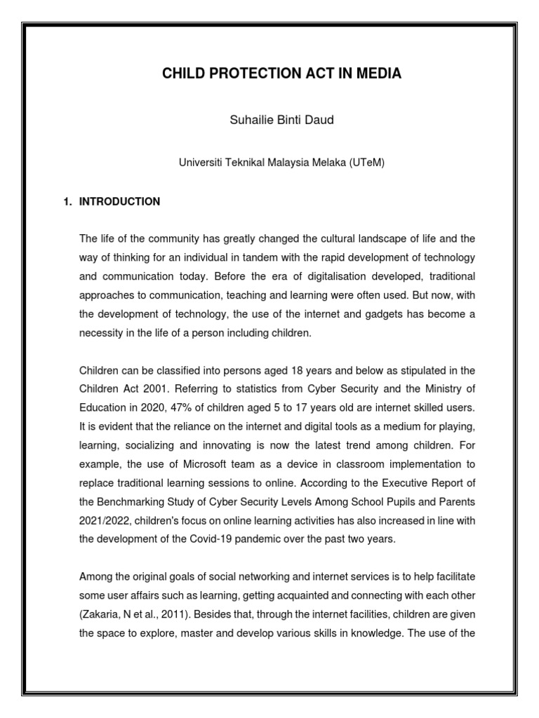 Assignment 2 Child Protection Act in Media Scribd PDF