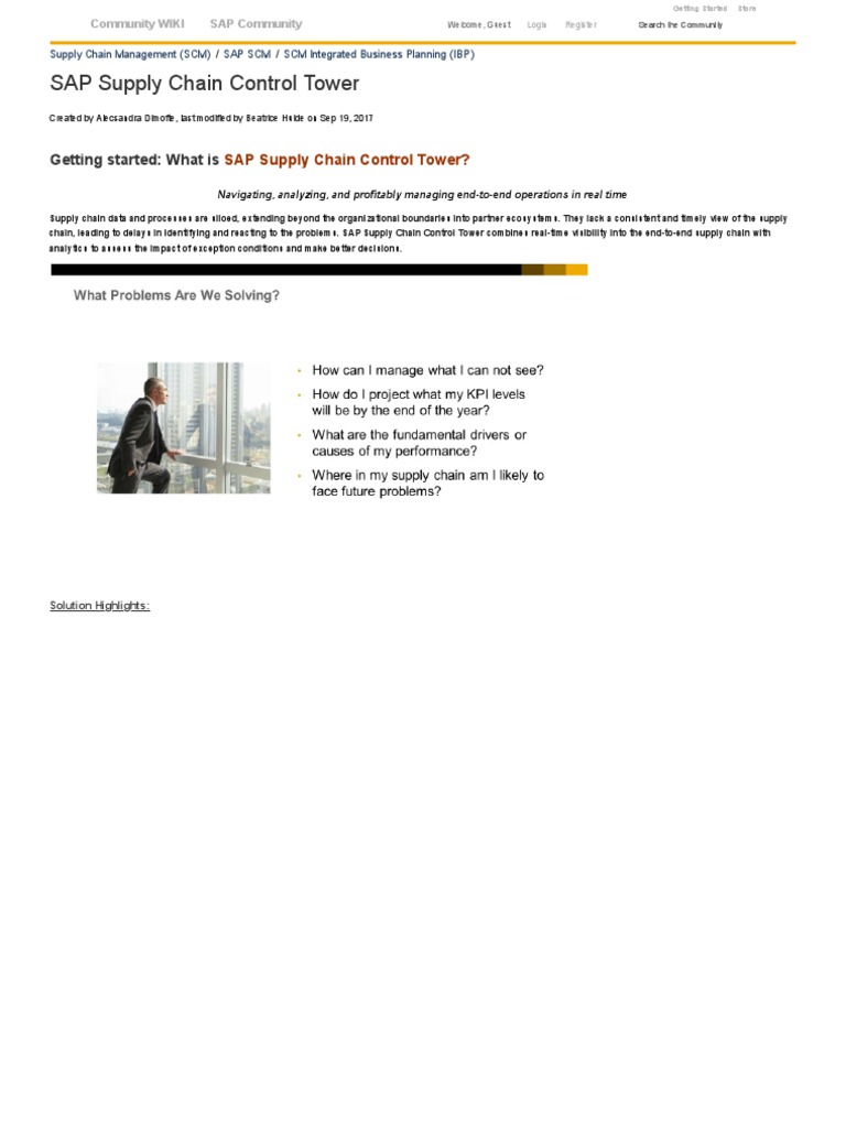 SAP Supply Chain Control Tower - Supply Chain Management (SCM) - SCN ...