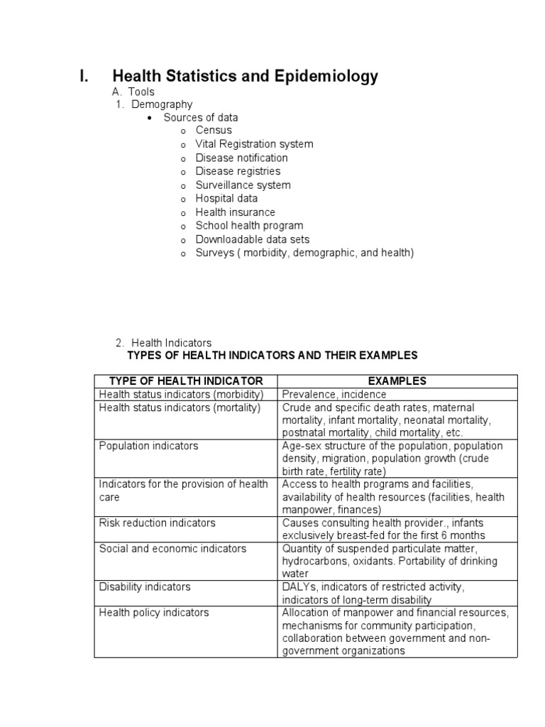 Health Statistics and Epidemiology PDF Epidemiology Incidence