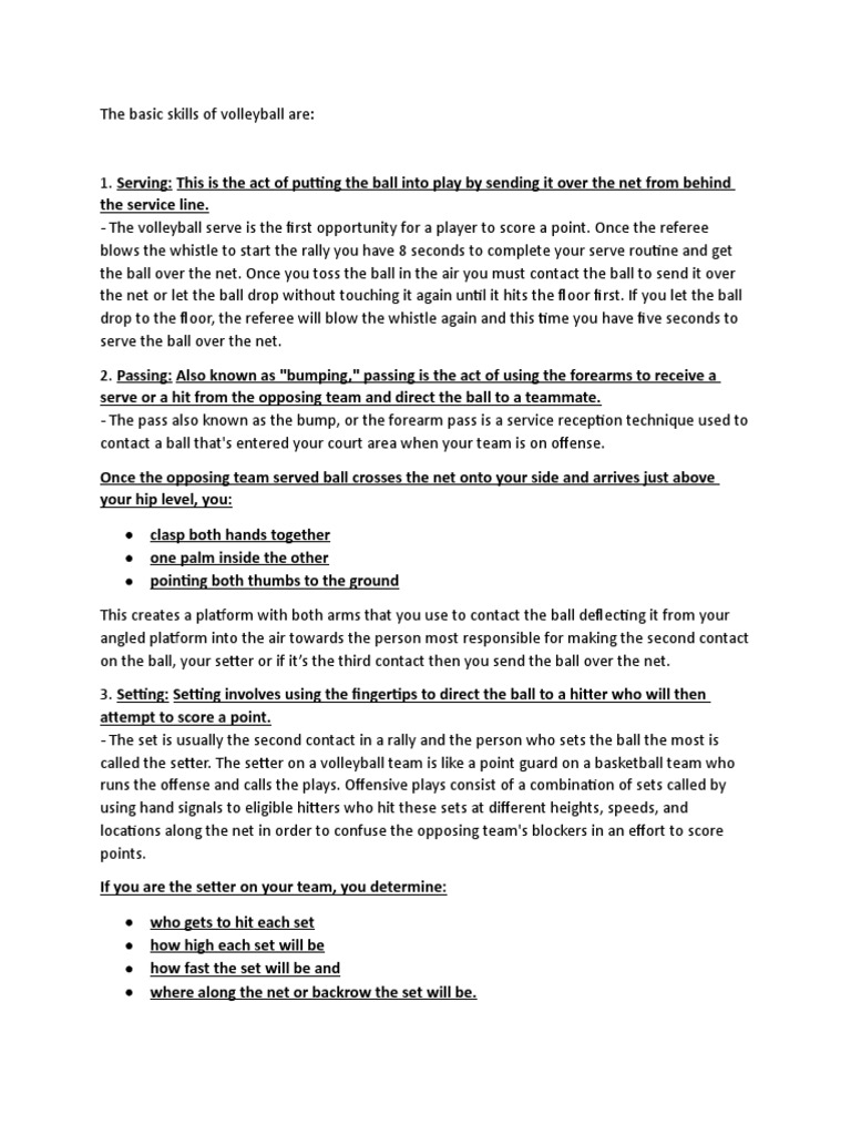Basic skills of volleyball report pdf volleyball athletic sports