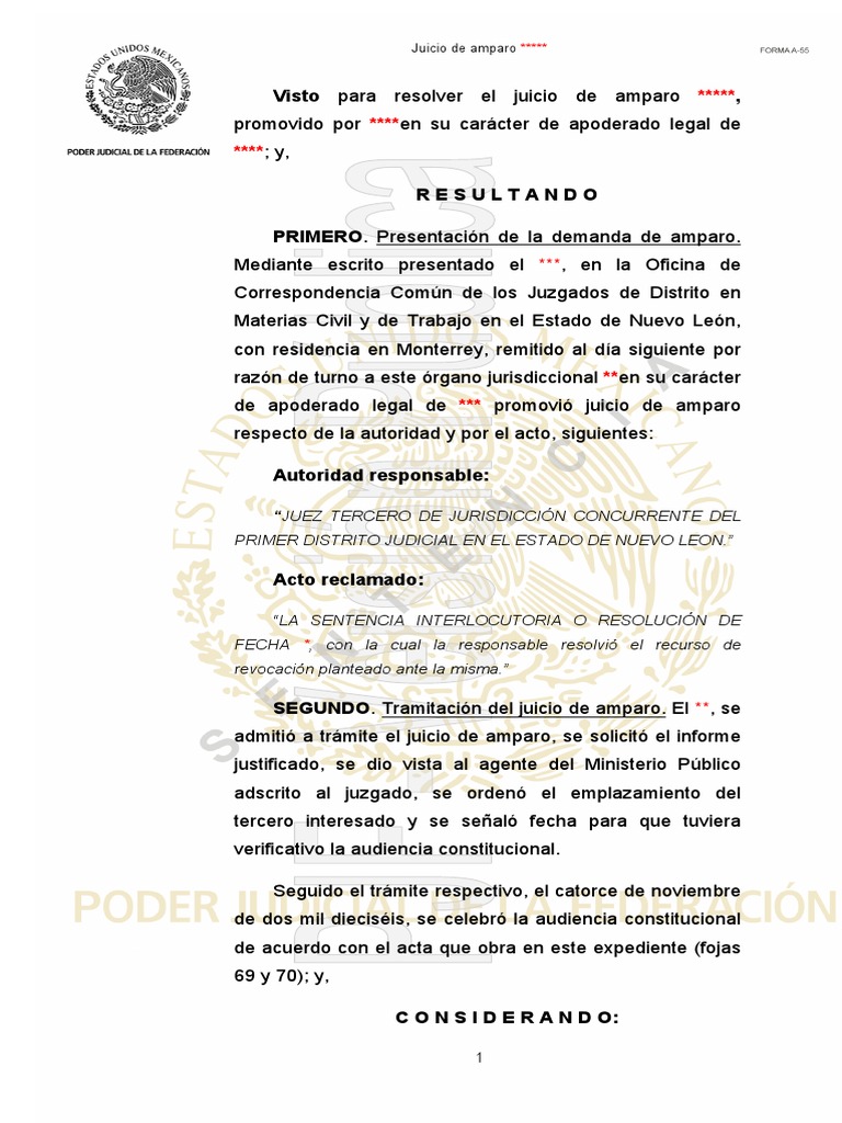 Juicio de Amparo en Nuevo León | PDF | Sentencia (ley) | Caso de ley