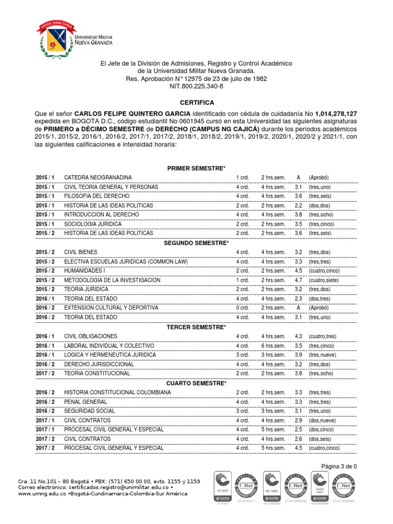 Pensum Derecho UMNG Certificado 2022 | PDF | Principios éticos | Etica ...