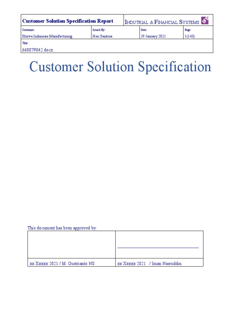 SHW001 Customer Solution Specification (AutoRecovered) | PDF | Invoice ...