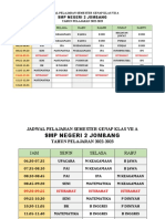 Jadwal Pelajaran Semester Genap Klas VII A