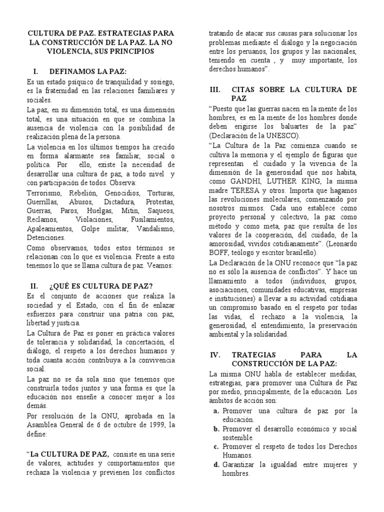 6. CULTURA DE PAZ ESTRATEGIAS PARA LA CONSTRUCCION DE PAZ LA NO ...