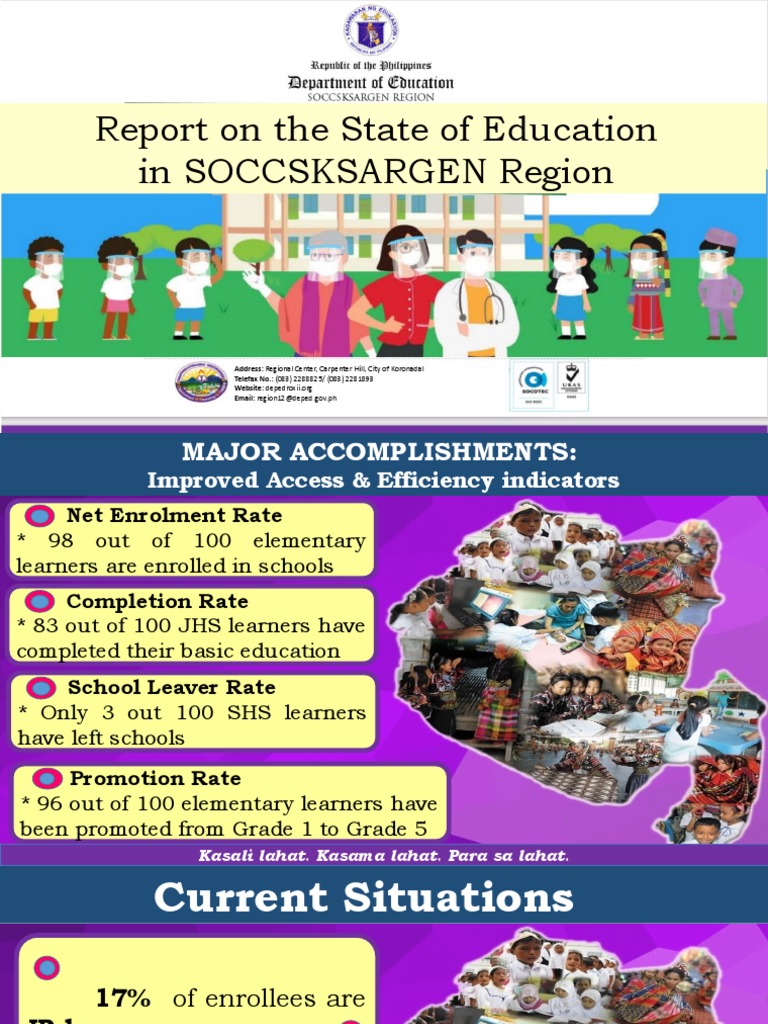 Education Report: SOCCSKSARGEN 2022 | PDF | Schools | Teachers