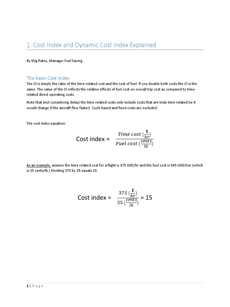 Cost Index 2017 PDF Aviation Aerospace Engineering