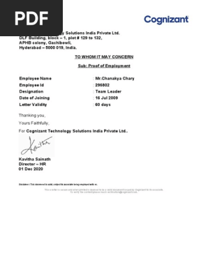 Proof of Employement