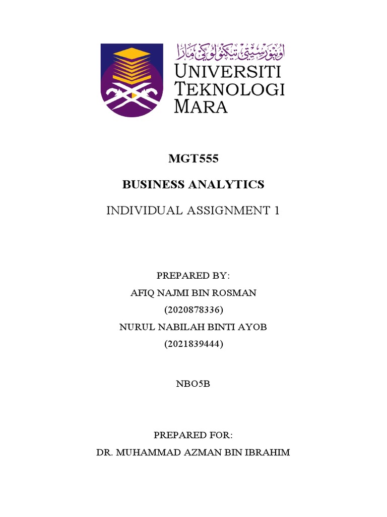 MGT555 Business Analytics Assignment 1 | PDF | Analytics | Predictive ...