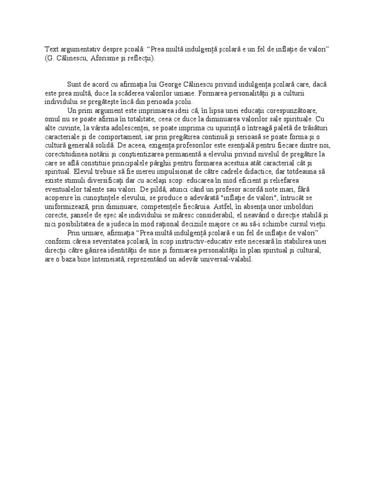 Text Argumentativ Despre ScoalÄƒ