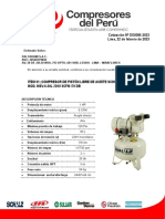 Cot. DG0086-2023 Compresor de Pistón Libre de Aceite Schulz (Brasil) 1HP Mod. MSV-6-30L