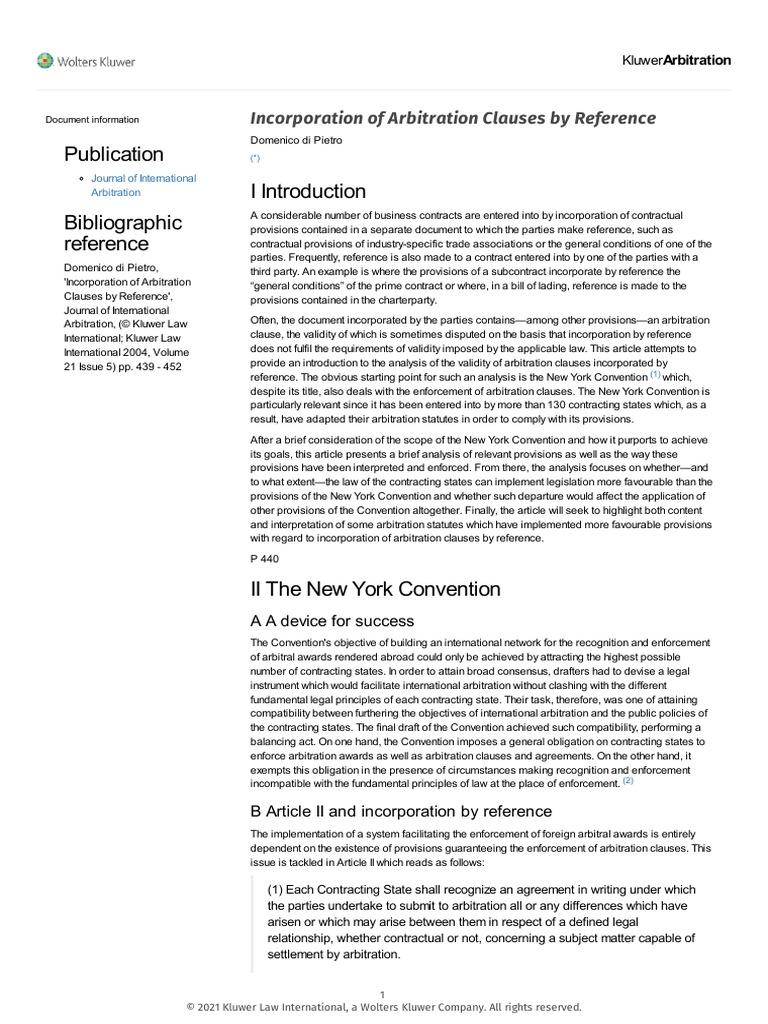 Incorporation ob arbitration clauses by reference pdf arbitration